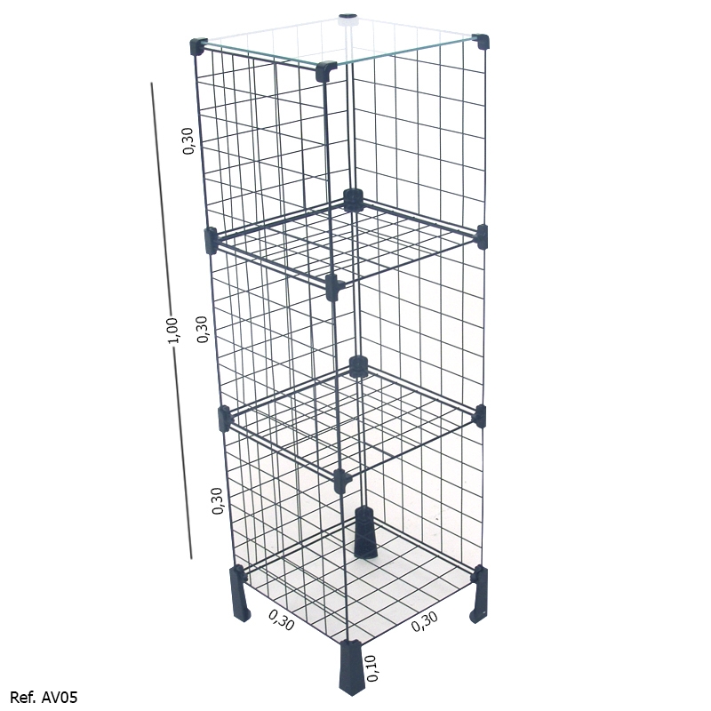 Estante Aramada com Tampo de Vidro - 0,30 x 1,00 x 0,30