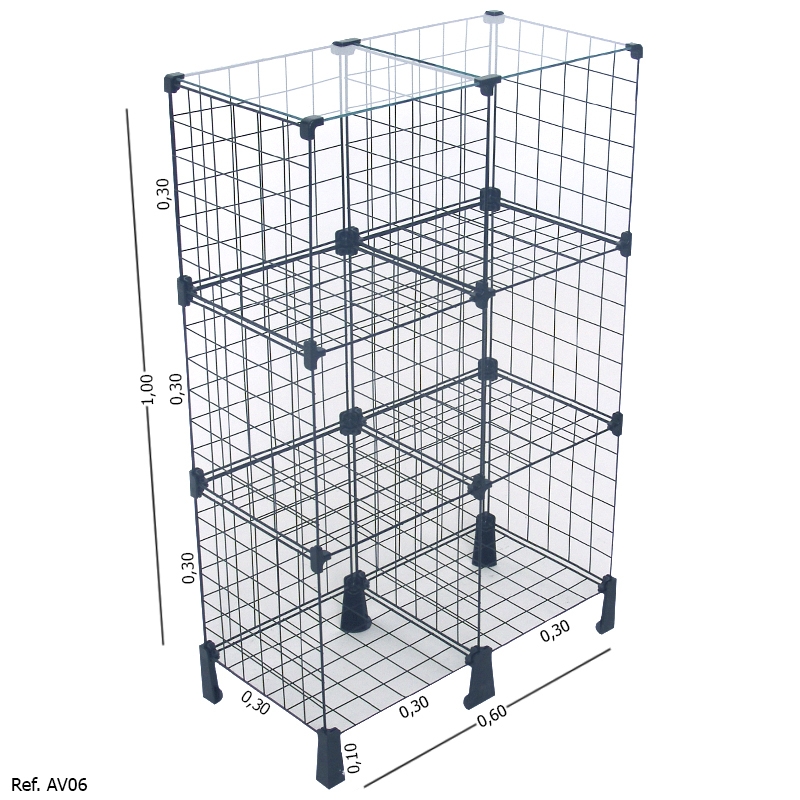 Estante Aramada com Tampo de Vidro - 0,60 x 1,00 x 0,30