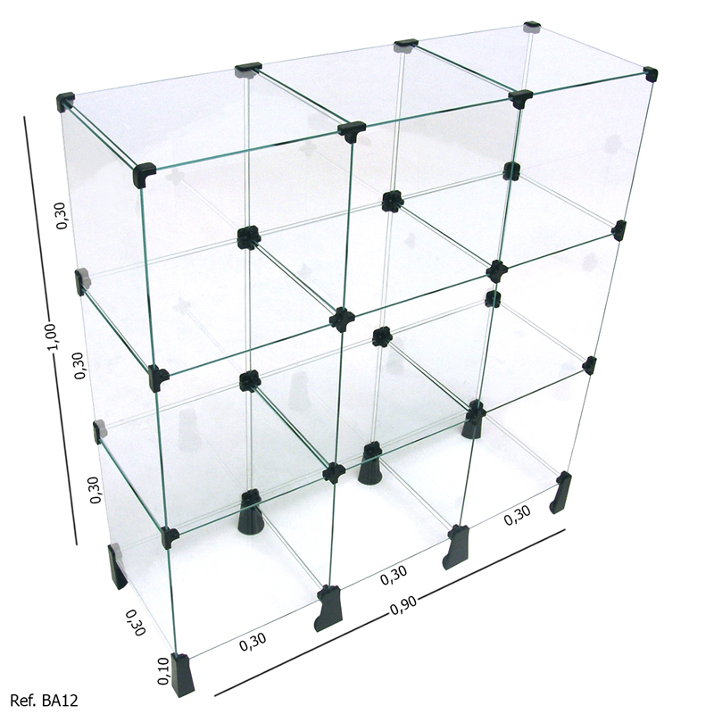Balcão de Atendimento Modulado em Vidro - 0,90 x 1,00 x 0,30