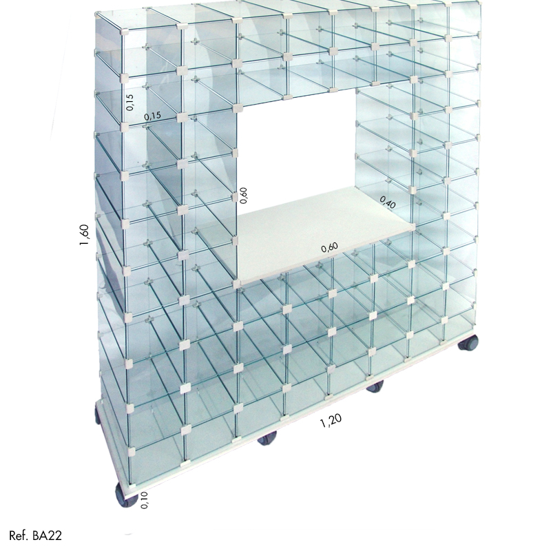 Balcão de Atendimento Modulado em Vidro - 1,20 x 1,60 x 0,40