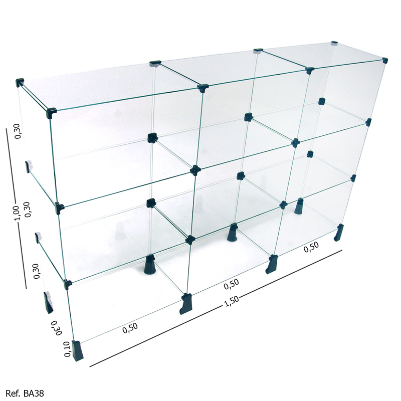 Balcão de Atendimento Modulado em Vidro - 1,50 x 1,00 x 0,30 