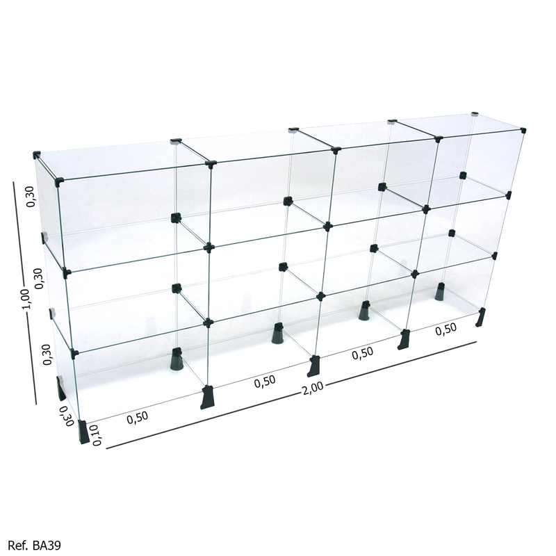 Balcão de Atendimento Modulado em Vidro - 2,00 x 1,00 x 0,30