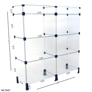 Balcão de Atendimento Modulado em Vidro com Porta Bijuteria - 1,00 x 1,10 x 0,30