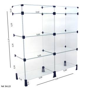 Balcão de Atendimento Modulado em Vidro com Porta Bijuteria - 1,20x 1,10 x 0,30