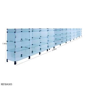 Balcão de Atendimento Modulado em Vidro com Porta Bijuterias - 5,50 x 1,10 x 0,30