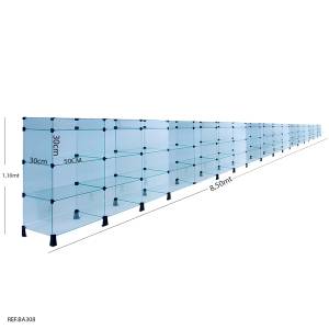 Balcão de Atendimento Modulado em Vidro com Porta Bijuterias - 8,50 x 1,10 x 0,30