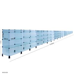 Balcão de Atendimento Modulado em Vidro com Porta Bijuterias - 9,50 x 1,10 x 0,30