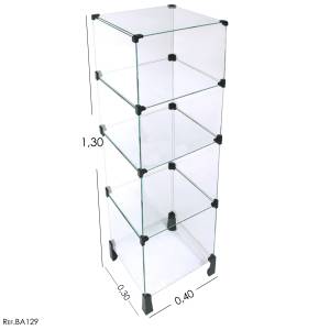 Estante de vidro modulada - 0,40 x 1,30 x 0,30