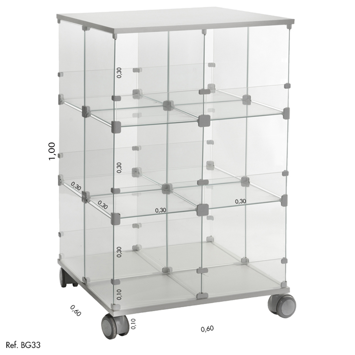 Gôndola de Vidro Modulado - 0,60 x 1,00 x 0,60