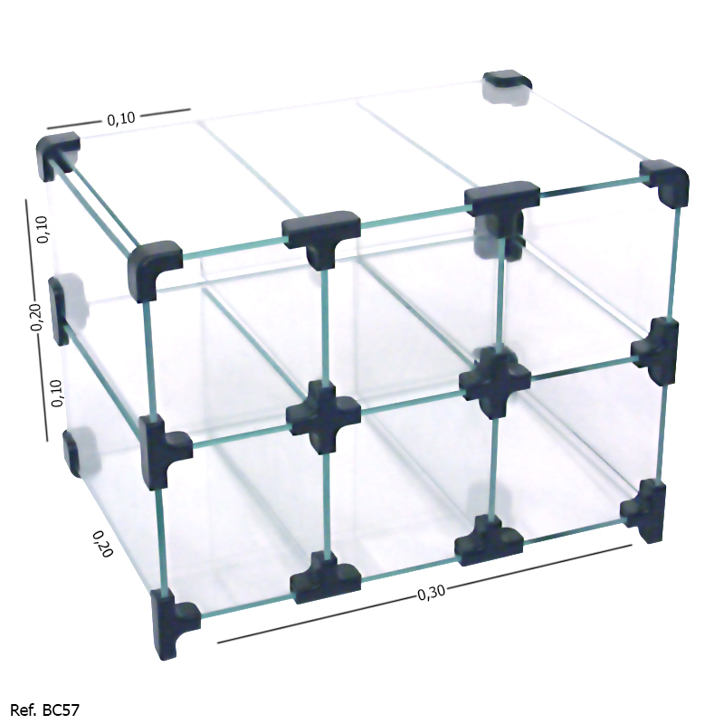 Baleiro Expositor Modulado em Vidro - 0,30 x 0,20 x0,20