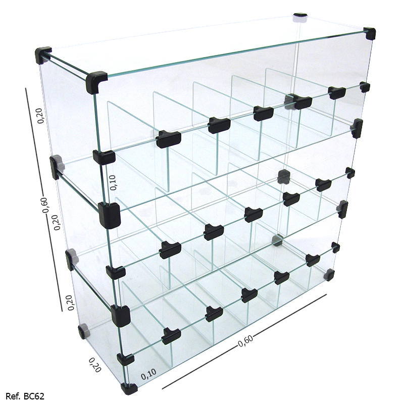 Baleiro Expositor Modulado em Vidro - 0,60 x 0,60 x 0,20