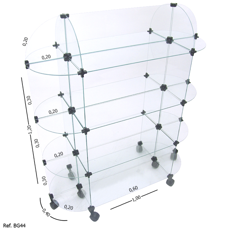 Gôndola Modulado em Vidro - 1,00 x 1,20 x 0,40