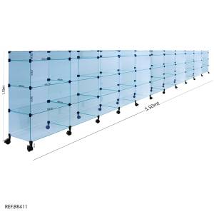 Balcão de Atendimento Modulado em Vidro com Rodízios + Porta Bijuterias - 5,50 x 1,10 x 0,40