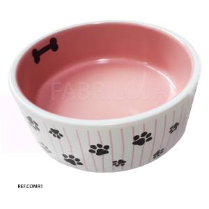 Comedouro De Cerâmica Antiderrapante P/Cães E Gatos Rosa