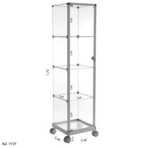 Vitrine Torre Modulado em Vidro - 0,40 x 1,70 x 0,40