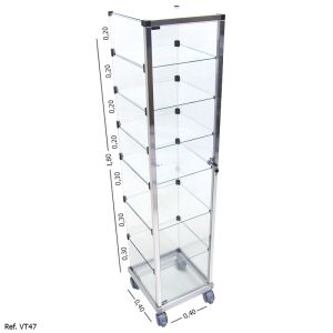 Vitrine Torre Modulado em Vidro - 0,40 x 1,80 x 0,40