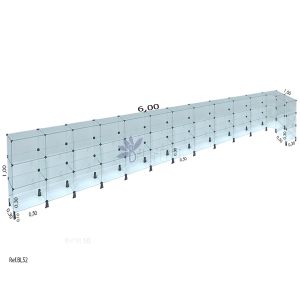 Balcão L em Vidro Temperado -6,00 x 1,00 x 0,30