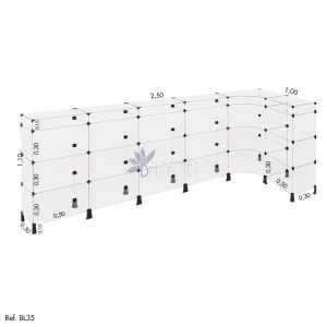 Balcão de Atendimento L Modulado em Vidro 2,50 x 1,10 x 1,00