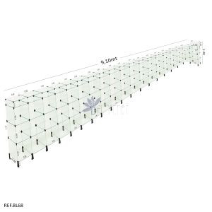 Balcão L Em Vidro Modulado C/ Caixa 9,10 X 1,10 X 1,10 X 0,40