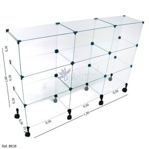 Balcão de Atendimento Modulado em Vidro com Rodízios - 1,50 x 1,00 x 0,30