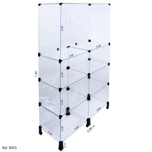 Balcão Caixa Modulado em Vidro - 0,80 x 1,60 x 0,30