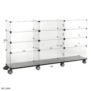 Balcão de Atendimento Modulado em Vidro com Base em MDF - 1,80 x 1,00 x 0,30