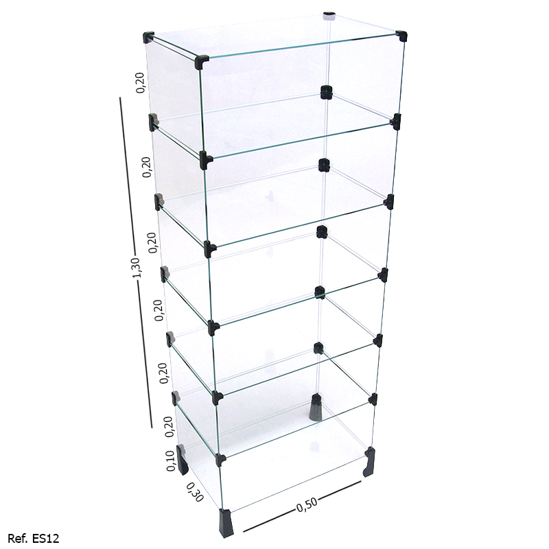 Estante de Vidro Modulado - 0,50 x 1,30 x 0,30