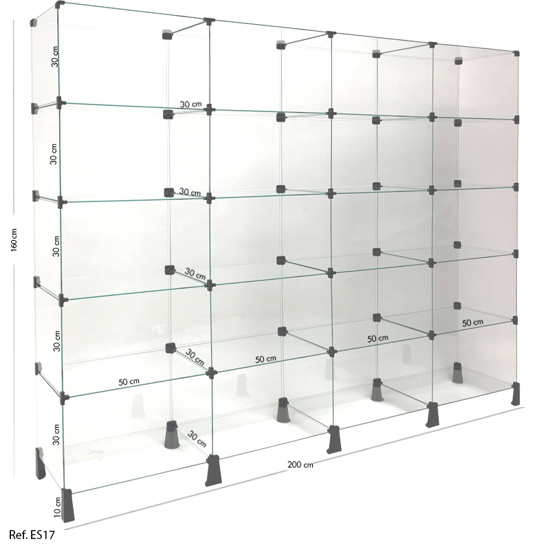 Estante de Vidro Modulado - 2,00 x 1,60 x 0,30