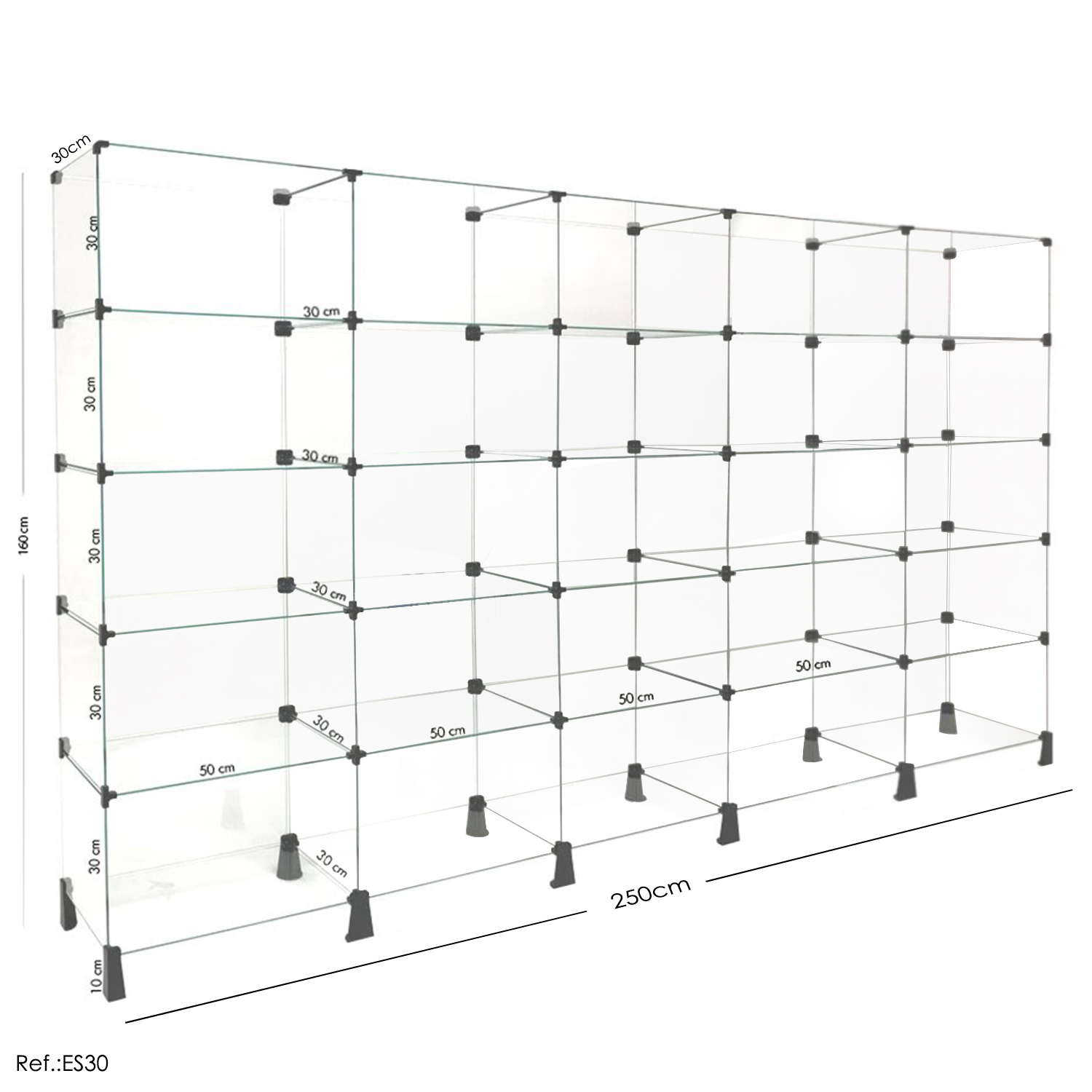 Estante de Vidro Modulado - 2,50 x 1,60 x 0,30