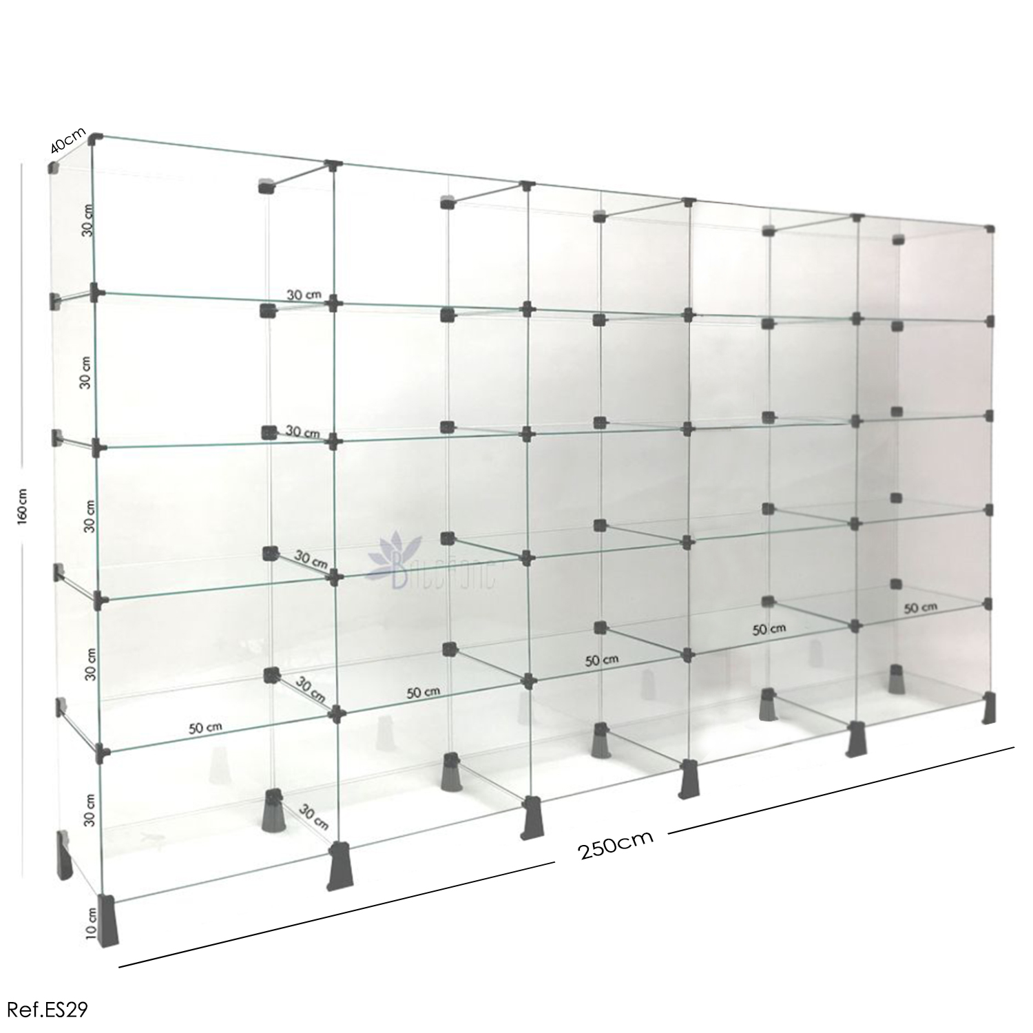 Estante de Vidro Modulado - 2,50 x 1,60 x 0,40