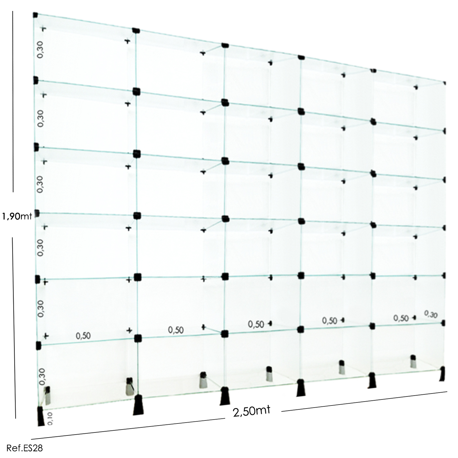 Estante de Vidro Modulado - 2,50 x 1,90 x 0,30