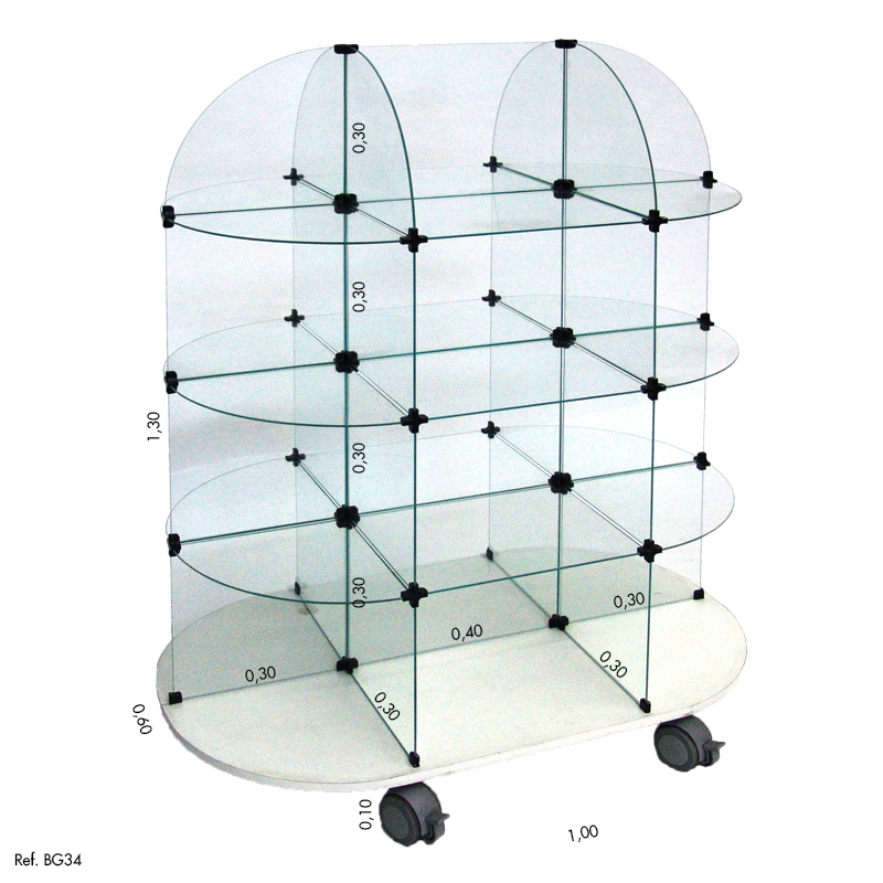 Gôndola em Vidro Modulado - 1,00 x 1,30 x 0,60