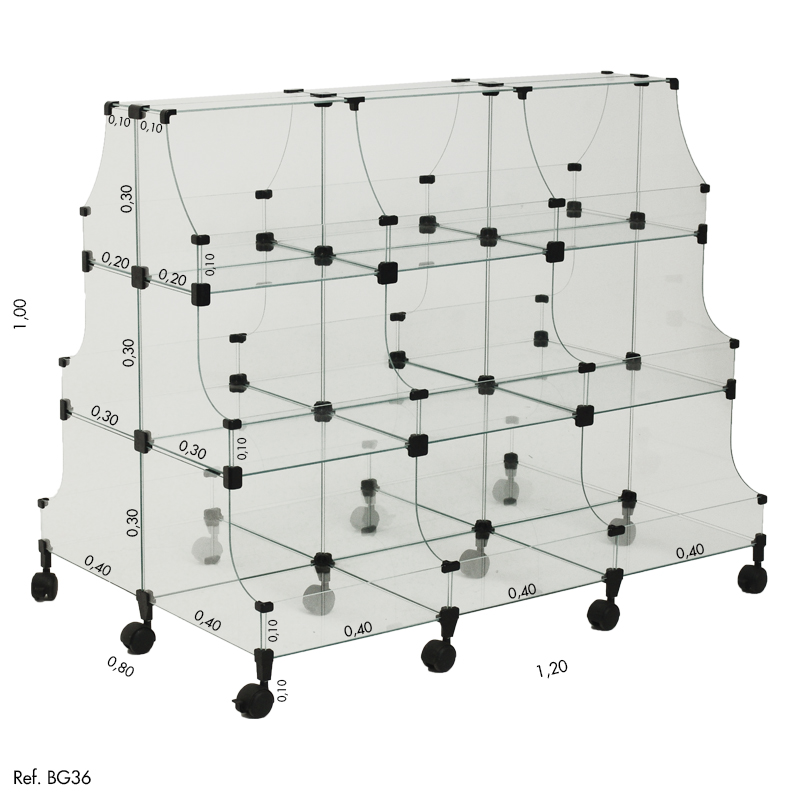 Gôndola Piramide Modulado em Vidro - 1,00 x 1,20 x 0,80