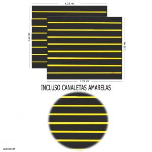 2 Paineis Canaletado Preto - 1,22 x 1,22 + Canaletas Amarelas