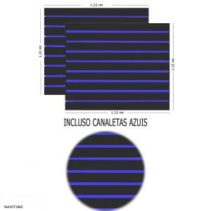 2 Paineis Canaletado Preto - 1,22 x 1,22 + Canaletas Azuis