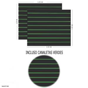2 Paineis Canaletado Preto - 1,22 x 1,22 + Canaletas Verdes