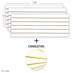 3 Paineis Canaletados - 1,22 X 0,61 + Canaleta Amarela