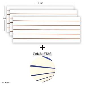 3 Paineis Canaletados - 1,22 X 0,61 + Canaleta Azul