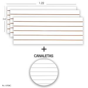 3 Paineis Canaletados - 1,22 X 0,61 + Canaleta Cinza