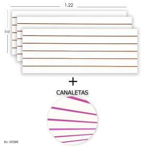 3 Paineis Canaletados - 1,22 X 0,61 + Canaleta Rosa