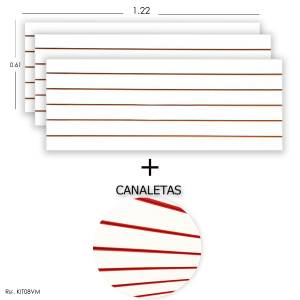 3 Paineis Canaletados - 1,22 X 0,61 + Canaleta Vermelha