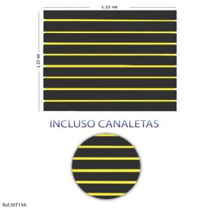 Painel Canaletado Preto - 1,22 x 1,22 + Canaletas Amarela