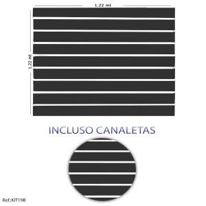 Painel Canaletado Preto - 1,22 x 1,22 + Canaletas Brancas