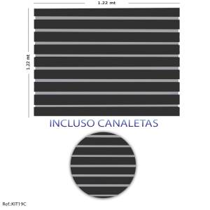 Painel Canaletado Preto - 1,22 x 1,22 + Canaletas Cinzas