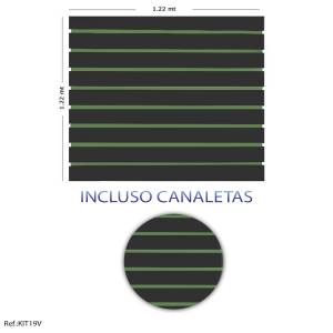 Painel Canaletado Preto - 1,22 x 1,22 + Canaletas Verdes