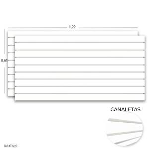 Painel Canaletado Branco 1,22 x 0,61 (2 peças) + Canaletas Cinza