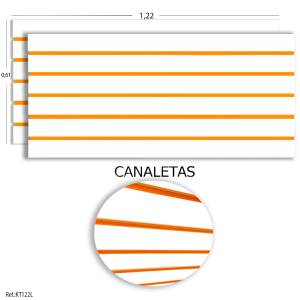 Painel Canaletado Branco 1,22 x 0,61 (2 peças) + Canaletas Laranjas