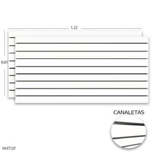 Painel Canaletado Branco 1,22 x 0,61 (2 peças) + Canaletas Pretas