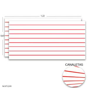 Painel Canaletado Branco 1,22 x 0,61 (2 peças) + Canaletas Vermelhas