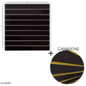 Painel Canaletado Preto 0,61 X 0,61 + CANALETA AMARELA